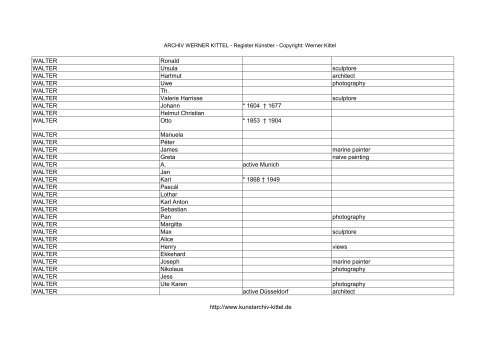 PDF: Gesamtübersicht Künstler-Archiv - Archiv Werner Kittel