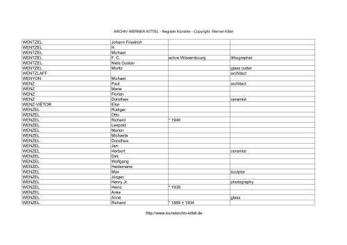 PDF: Gesamtübersicht Künstler-Archiv - Archiv Werner Kittel