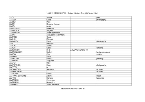 PDF: Gesamtübersicht Künstler-Archiv - Archiv Werner Kittel