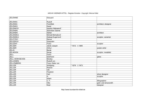 PDF: Gesamtübersicht Künstler-Archiv - Archiv Werner Kittel