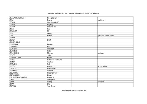 PDF: Gesamtübersicht Künstler-Archiv - Archiv Werner Kittel