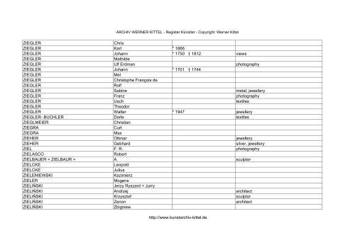 PDF: Gesamtübersicht Künstler-Archiv - Archiv Werner Kittel
