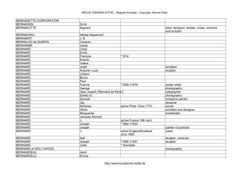 PDF: Gesamtübersicht Künstler-Archiv - Archiv Werner Kittel