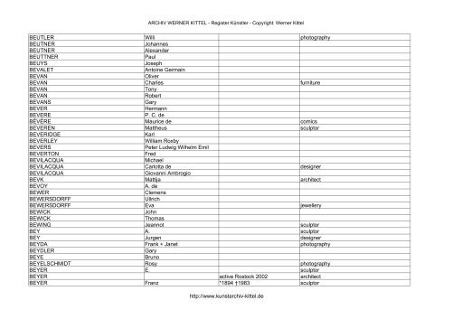 PDF: Gesamtübersicht Künstler-Archiv - Archiv Werner Kittel