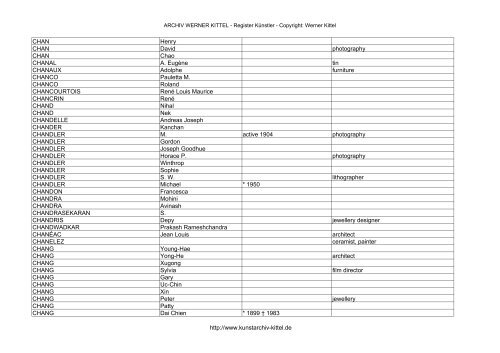 PDF: Gesamtübersicht Künstler-Archiv - Archiv Werner Kittel