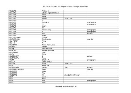 PDF: Gesamtübersicht Künstler-Archiv - Archiv Werner Kittel