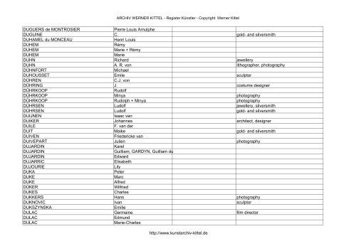 PDF: Gesamtübersicht Künstler-Archiv - Archiv Werner Kittel