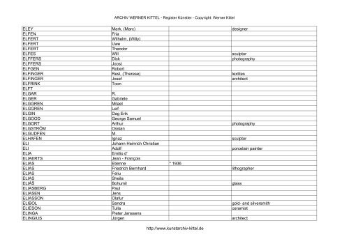 PDF: Gesamtübersicht Künstler-Archiv - Archiv Werner Kittel