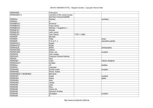 PDF: Gesamtübersicht Künstler-Archiv - Archiv Werner Kittel