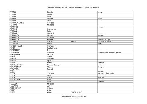 PDF: Gesamtübersicht Künstler-Archiv - Archiv Werner Kittel