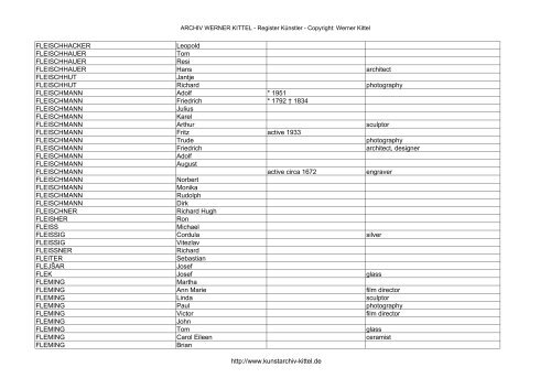 PDF: Gesamtübersicht Künstler-Archiv - Archiv Werner Kittel