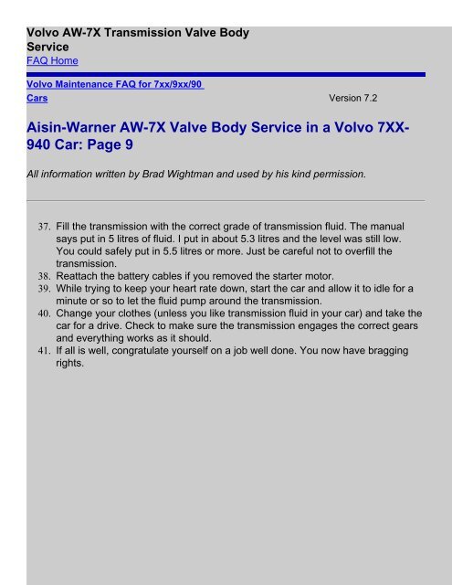 Volvo Maintenance Hints for 7xx/9xx - Bill Garland's Nuclear ...