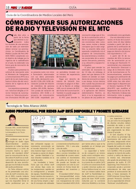 REVISTA PERÚ TV RADIOS Ene - Feb 2017  