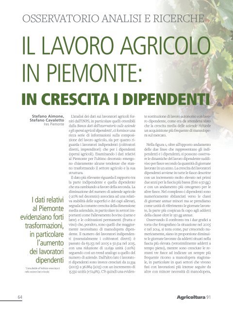 Rivista "Agricoltura" Regione Piemonte - n.91 gennaio 2017