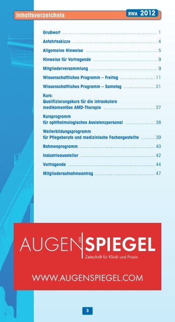 S am stag - Verein Rheinisch-Westfälischer Augenärzte