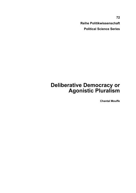 ART - MOUFFE - Deliberative Democracy or Agonistic Pluralism