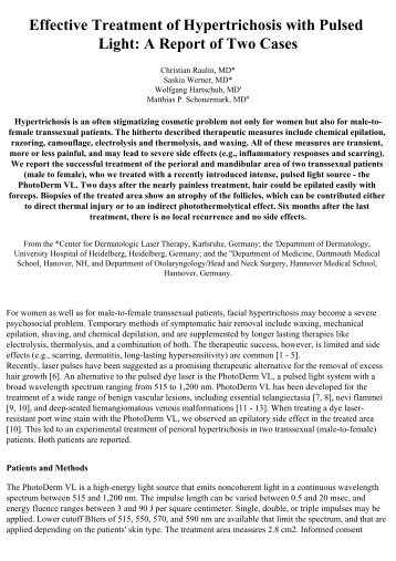 Effective Treatment of Hypertrichosis with Pulsed Light - Laserklinik ...