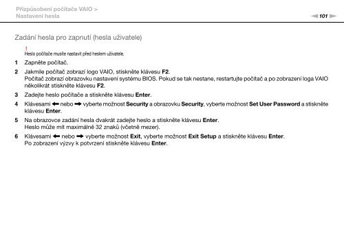 Sony VGN-AW4ZRF - VGN-AW4ZRF Istruzioni per l'uso Ceco