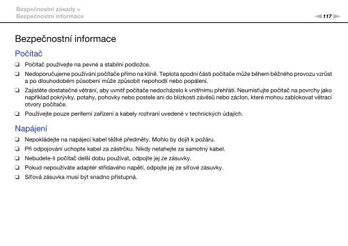 Sony VGN-AW4ZRF - VGN-AW4ZRF Istruzioni per l'uso Ceco