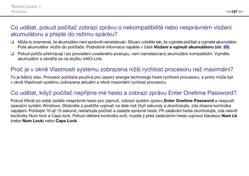 Sony VGN-AW4ZRF - VGN-AW4ZRF Istruzioni per l'uso Ceco