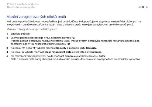 Sony VGN-AW4ZRF - VGN-AW4ZRF Istruzioni per l'uso Ceco