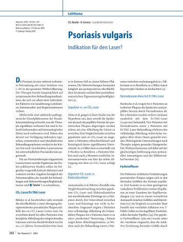 Psoriasis vulgaris - Indikation für den Laser? - Laserklinik Karlsruhe