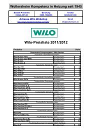 Wilo-Preisliste 2011/2012