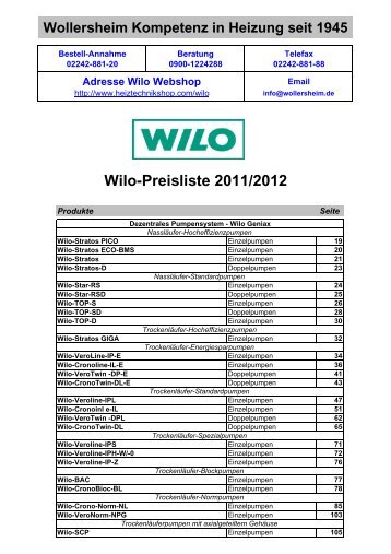 Wilo-Preisliste 2011/2012