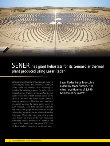 Sener inspects Gemasolar heliostat mirror with Nikon Metrology