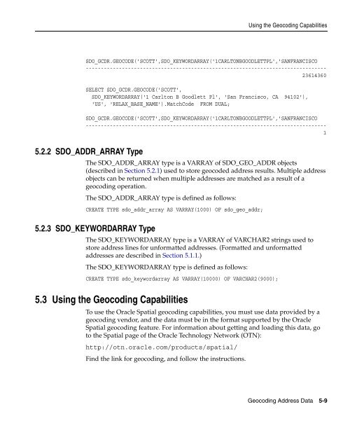 Oracle Spatial User's Guide and Reference - InfoLab