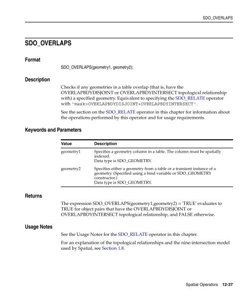 Oracle Spatial User's Guide and Reference - InfoLab