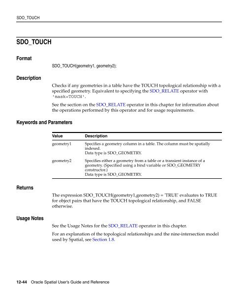 Oracle Spatial User's Guide and Reference - InfoLab