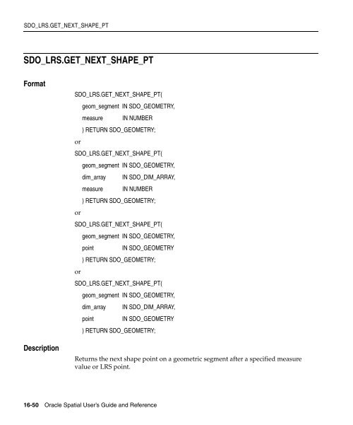 Oracle Spatial User's Guide and Reference - InfoLab