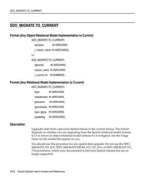 Oracle Spatial User's Guide and Reference - InfoLab