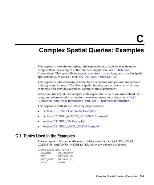 Oracle Spatial User's Guide and Reference - InfoLab