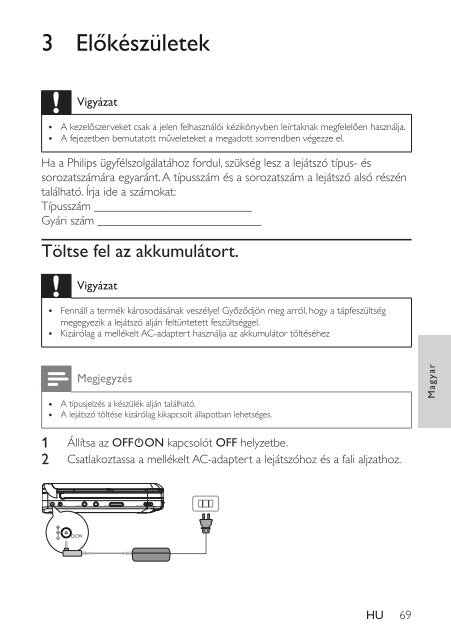 Philips Lecteur de DVD portable - Mode d&rsquo;emploi - HUN