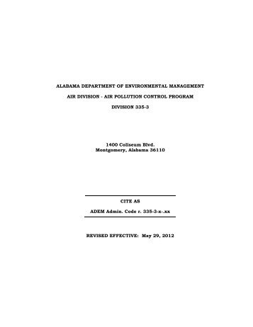 Alabama Department Of Environmental Management Air Division