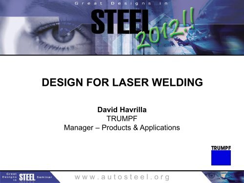 Design for Laser Welding - American Iron & Steel Institute