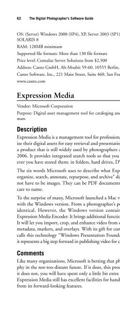 Digital Photographer's Software Guide - Bertemes - Net