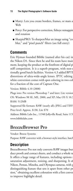 Digital Photographer's Software Guide - Bertemes - Net