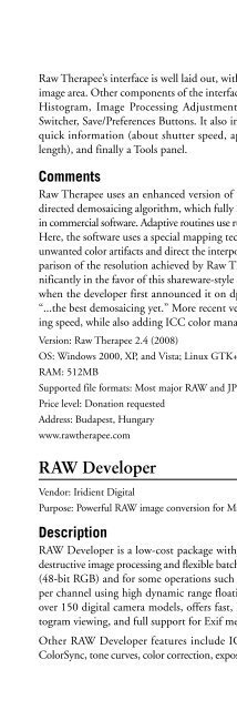 Digital Photographer's Software Guide - Bertemes - Net