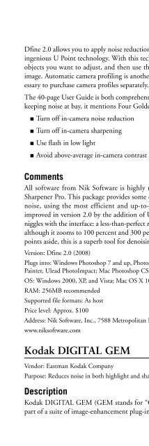 Digital Photographer's Software Guide - Bertemes - Net