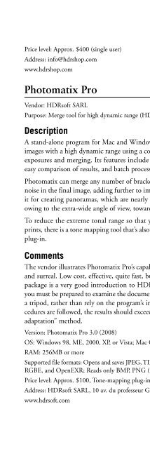 Digital Photographer's Software Guide - Bertemes - Net