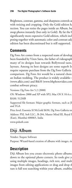 Digital Photographer's Software Guide - Bertemes - Net