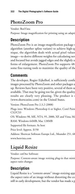 Digital Photographer's Software Guide - Bertemes - Net
