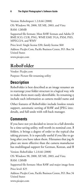 Digital Photographer's Software Guide - Bertemes - Net