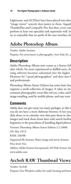 Digital Photographer's Software Guide - Bertemes - Net