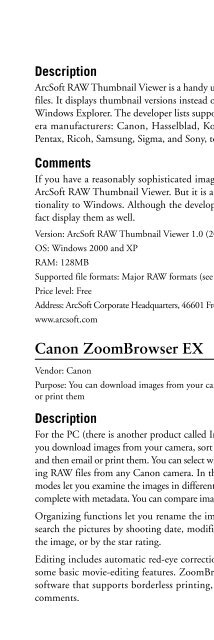 Digital Photographer's Software Guide - Bertemes - Net