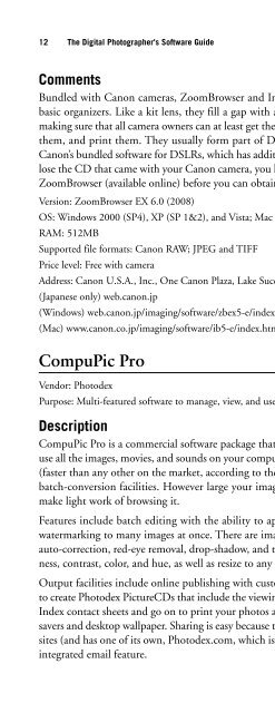 Digital Photographer's Software Guide - Bertemes - Net