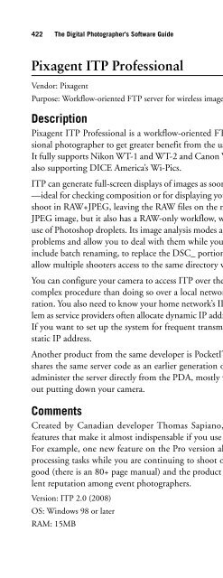 Digital Photographer's Software Guide - Bertemes - Net